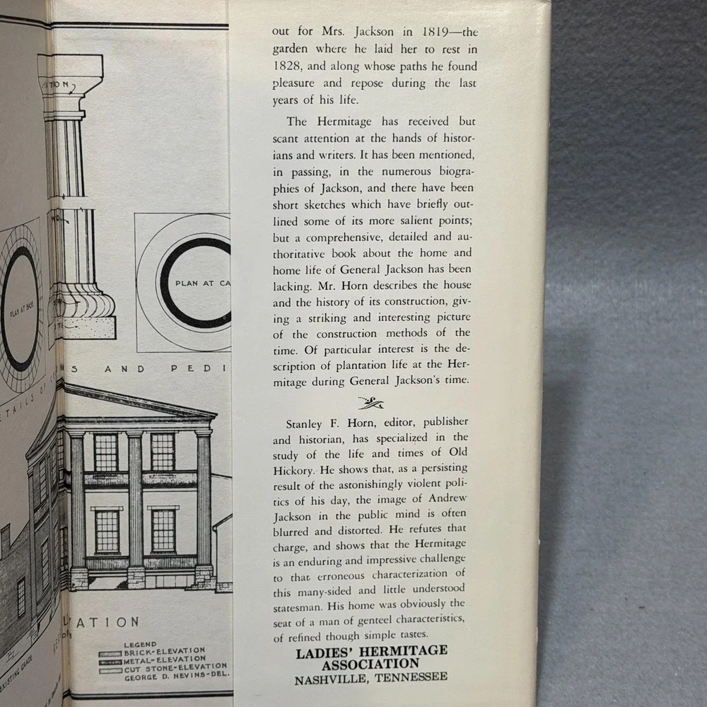 Vintage 1960 The Hermitage Home of Old Hickory Andrew Nashville Tennessee HC DJ